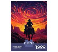 for Adults 1000 Piece Jigsaw Puzzle Desert Whirl Cowboy's Journey Jigsaw Brain Teaser Game Home Decoration Unique Birthday And Xmas Gifts 52x38cm/1000pcs