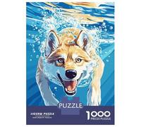 for Adults 1000 Piece Jigsaw Puzzle Dog Swimming Underwater Illustration Jigsaw Puzzle Brain Teaser Game Hand Speed Race Fun Activities at Home 70x50cm/1000pcs