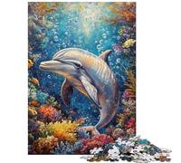for Adults 1000 Piece Jigsaw Puzzle Dolphin in Coral Dreams Relaxing Games Difficult Hard Toy Wall Decor Improving Love between Couples Size 38x52cm