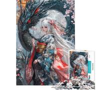 for Adults 1000 Piece Jigsaw Puzzle Dragon And Kimono Beauty Jigsaw 1000 Pieces Impossible Game Great Gifts for Games Precision Cutting (Size 38x26cm)