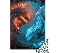 for Adults 1000 Piece Jigsaw Puzzle Dragon Artwork Fire Vs Ice Adult Jigsaw Fun Games But Fun And Humorous Christmas Birthday Gifts 70x50cm/1000pcs