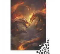 for Adults 1000 Piece Jigsaw Puzzle Dragon Battle Epic Fantasy Artwork Puzzles for Adults Toy Wall Decor Pattern Assembly Unique Birthday And Xmas Gifts 38x26cm/1000pcs