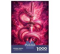 for Adults 1000 Piece Jigsaw Puzzle Dragon Wrapped Around A Katana Jigsaw for Adults Relax Games Hand Speed Race Fun Activities at Home 70x50cm/1000pcs