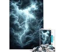 for Adults 1000 Piece Jigsaw Puzzle Dramatic Lightning Storm Over Dark Clouds Educational Games Toys Educational Games Great Gifts Staycation Kill Time (Size 50x75cm)