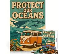 for Adults 1000 Piece Jigsaw Puzzle Earth Day, Protect Our Oceans Fine Cut Art Smart Brain Toy Cozy Time Play Birthday Hobby Gift (38x26cm)