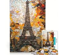 for Adults 1000 Piece Jigsaw Puzzle Eiffel Tower Stained Glass, Fun Games, Parent-child Interaction, Every Piece Is Unique 50x75cm