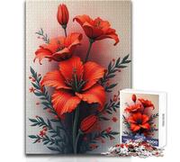 for Adults 1000 Piece Jigsaw Puzzle Elegant Red Floral Arrangement Enjoy Peaceful Quiet Moments High Accuracy Cutting Craft Play Toy Size 50x75cm