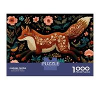 for Adults 1000 Piece Jigsaw Puzzle Embroidered Fox Art Print Adult Jigsaw Toy Wall Decor Difficult Challenge Fun at Home Activities, 38x26cm/1000pcs