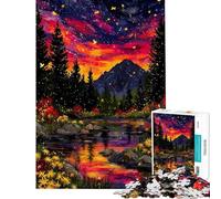 for Adults 1000 Piece Jigsaw Puzzle Enchanted Forest River at Sunset Adult Puzzles Brain Teaser Game Home Decoration Challenging Game Gifts (size 50x75cm)
