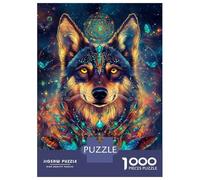 for Adults 1000 Piece Jigsaw Puzzle Enchanted Wolf & Butterflies Jigsaw Puzzle Brain Teaser Game Hand Speed Race Fun Activities at Home 38x26cm/1000pcs