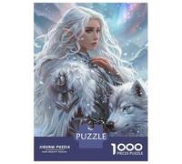 for Adults 1000 Piece Jigsaw Puzzle Epic Fantasy Artwork White Wolf Warrior Adult Puzzles DIY Toys Presents for Women Unique Birthday And Xmas Gifts 52x38cm/1000pcs