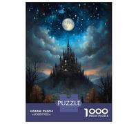 for Adults 1000 Piece Jigsaw Puzzle Fantasy Castle Under Moonlight Jigsaw for Adults Family Game Improve Memory Christmas Birthday Gifts 38x26cm/1000pcs