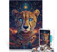 for Adults 1000 Piece Jigsaw Puzzle Fantasy Cheetah Art Made of cardboard for age 14 years and over Home Decor As a gift for the whole family and friends。size：26x38cm/10.24x14.96inch