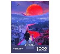for Adults 1000 Piece Jigsaw Puzzle Fantasy Cityscape with Red Planet Adult Jigsaw Puzzle Brain Teaser Game For Family Fun Christmas Birthday Gifts 38x26cm/1000pcs