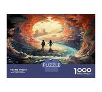 for Adults 1000 Piece Jigsaw Puzzle Fantasy Cityscape with Two Figures Adult Jigsaw Puzzle Relax Games Staycation Kill Time Fun Activities at Home 38x26cm/1000pcs