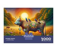 for Adults 1000 Piece Jigsaw Puzzle Fantasy Cow with Birds Adult Jigsaw Toy Wall Decor Difficult Challenge Fun at Home Activities, 70x50cm/1000pcs