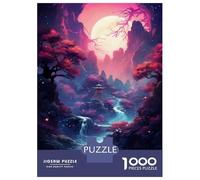 for Adults 1000 Piece Jigsaw Puzzle Fantasy Forest with Waterfall And Pagoda Adult Puzzles Hands-on Game Birthday Present Fun at Home Activities, 38x26cm/1000pcs
