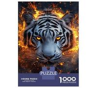 for Adults 1000 Piece Jigsaw Puzzle Flaming Tiger Majesty -1 Puzzle for Adults Relaxing Games Birthday Present Unique Birthday And Xmas Gifts 52x38cm/1000pcs