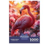 for Adults 1000 Piece Jigsaw Puzzle Flamingo in A Floral Paradise Adult Jigsaw Toy Wall Decor Difficult Challenge Fun at Home Activities, 38x26cm/1000pcs