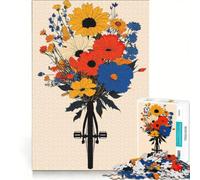 for Adults 1000 Piece Jigsaw Puzzle Floral Bicycle Art, Fun Games, Parent-child Interaction, Every Piece Is Unique 50x75cm