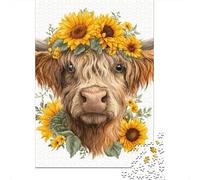 for Adults 1000 Piece Jigsaw Puzzle Floral Cow Head Art Print Adult Jigsaw Puzzle Brain Teaser Game For Family Fun Christmas Birthday Gifts 70x50cm/1000pcs