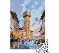 for Adults 1000 Piece Jigsaw Puzzle Florence Cityscape with People Adult Jigsaw Toy Wall Decor Difficult Challenge Fun at Home Activities, 52x38cm/1000pcs