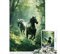 for Adults 1000 Piece Jigsaw Puzzle Forest Galloping Duo 1000 Piece Jigsaws Impossible Game Gifts For Birthdays Tough Challenge (38x26cm)
