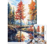 for Adults 1000 Piece Jigsaw Puzzle Forest Reflections Hands-on Game Stress Reliever Home Decoration Toys Improving Love between Couples (50x75cm)