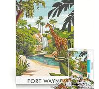 for Adults 1000 Piece Jigsaw Puzzle Fort Wayne Giraffe Poster, Educational Games, Analysis And Logic, Presents for Women 50X75CM