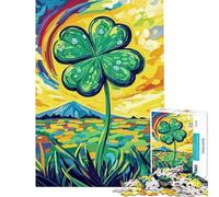 for Adults 1000 Piece Jigsaw Puzzle Four Leaf Clover Painting Puzzle for Adults Relax Games Stress Reliever Fun at Home Activities, (size 38x26cm)