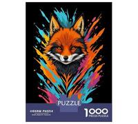 for Adults 1000 Piece Jigsaw Puzzle Fox Head Graffiti Style Puzzle for Adults Relaxing Games Birthday Present Unique Birthday And Xmas Gifts 52x38cm/1000pcs