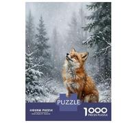 for Adults 1000 Piece Jigsaw Puzzle Fox in A Snowy Forest Adult Puzzles Hands-on Game Birthday Present Fun at Home Activities, 38x26cm/1000pcs