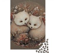for Adults 1000 Piece Jigsaw Puzzle Foxes in Flowers Adult Jigsaw Puzzle Brain Teaser Game For Family Fun Christmas Birthday Gifts 52x38cm/1000pcs