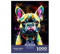 for Adults 1000 Piece Jigsaw Puzzle French Bulldog Pop Art Jigsaw for Adults Family Game Improve Memory Christmas Birthday Gifts 52x38cm/1000pcs