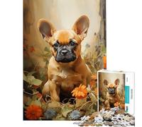 for Adults 1000 Piece Jigsaw Puzzle French Bulldog Puppy 1000 Jigsaw Puzzle DIY Toys Difficult Challenge Birthday Present, Gifts, (38x52cm)