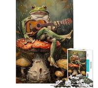 for Adults 1000 Piece Jigsaw Puzzle Frog Guitar Music Mushroom Difficult And Challenge A Work of Art Educational Games Suitable for People Aged 14 And Above (38x52cm)