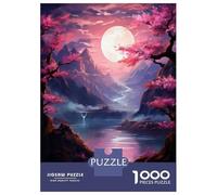 for Adults 1000 Piece Jigsaw Puzzle Full Moon Cherry Blossom Valley Adult Jigsaw Puzzle Brain Teaser Game For Family Fun Christmas Birthday Gifts 70x50cm/1000pcs