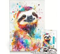for Adults 1000 Piece Jigsaw Puzzle Funny Sloth Watercolor, Fun Games, Challenging To Complete, Improving Love between Couples 38x52cm