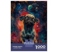 for Adults 1000 Piece Jigsaw Puzzle Galaxy Pug Oil Painting Jigsaw for Adults Hands-on Game Wall Decoration Fun at Home Activities, 52x38cm/1000pcs