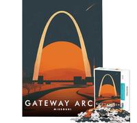 for Adults 1000 Piece Jigsaw Puzzle Gateway Arch Missouri Challenging Game Toys Impossible Game Tough Challenge Gifts for Women Men (Size 38x26cm)