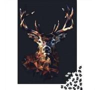 for Adults 1000 Piece Jigsaw Puzzle Geometric Deer Wall Art Print Puzzles for Adults Toy Wall Decor Pattern Assembly Unique Birthday And Xmas Gifts 70x50cm/1000pcs