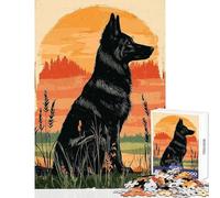 for Adults 1000 Piece Jigsaw Puzzle German Shepherd Silhouette Sunset Jigsaw Puzzle 1000 Brain Teaser Game Great Gifts And Toys Difficult Hard (38x52cm)