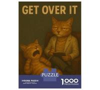 for Adults 1000 Piece Jigsaw Puzzle Get Over It Cat Therapy Teenager Puzzles Toy Wall Decor Stress Reliever Fun at Home Activities, 52x38cm/1000pcs