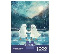 for Adults 1000 Piece Jigsaw Puzzle Ghost Couple Ice Skating Winter Snow Puzzle for Adults Relaxing Games Birthday Present Unique Birthday And Xmas Gifts 38x26cm/1000pcs