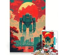 for Adults 1000 Piece Jigsaw Puzzle Giant Robot Cityscape, Educational Toy, Decompressing Intellectual, for Is Ideal As A Gift 38x52cm
