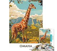 for Adults 1000 Piece Jigsaw Puzzle Giraffe Omaha Poster Puzzle for Adults Relax Games Stress Reliever Fun at Home Activities, (size 38x26cm)