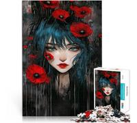 for Adults 1000 Piece Jigsaw Puzzle Girl and poppy flowers Made of cardboard for age 14 years and over Train your brain and your hands Christmas game Gifts 。size:38x52cm/14.96x20.47inch