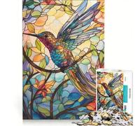 for Adults 1000 Piece Jigsaw Puzzle Glass Hummingbird No, Educational Toy, Decompressing Intellectual, for Is Ideal As A Gift 50x75cm