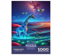 for Adults 1000 Piece Jigsaw Puzzle Glowing Giraffe in Futuristic Landscape Puzzles for Adults Toy Wall Decor Pattern Assembly Unique Birthday And Xmas Gifts 38x26cm/1000pcs