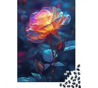 for Adults 1000 Piece Jigsaw Puzzle Glowing Rose Wall Art Print Puzzles for Adults Toy Wall Decor Pattern Assembly Unique Birthday And Xmas Gifts 38x26cm/1000pcs